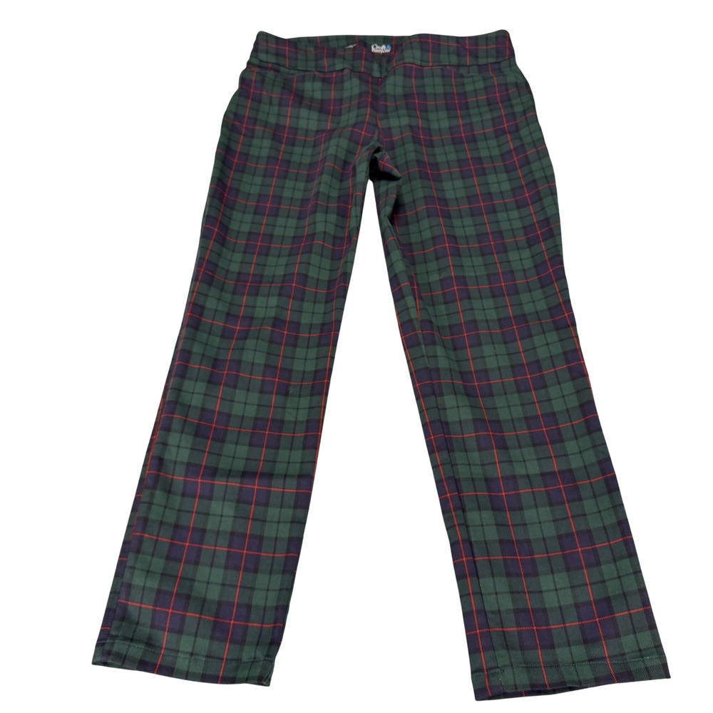 Croft & Barrow Effortless Stretch Pants Green Plaid Straight Leg‎ 16 Regular NEW